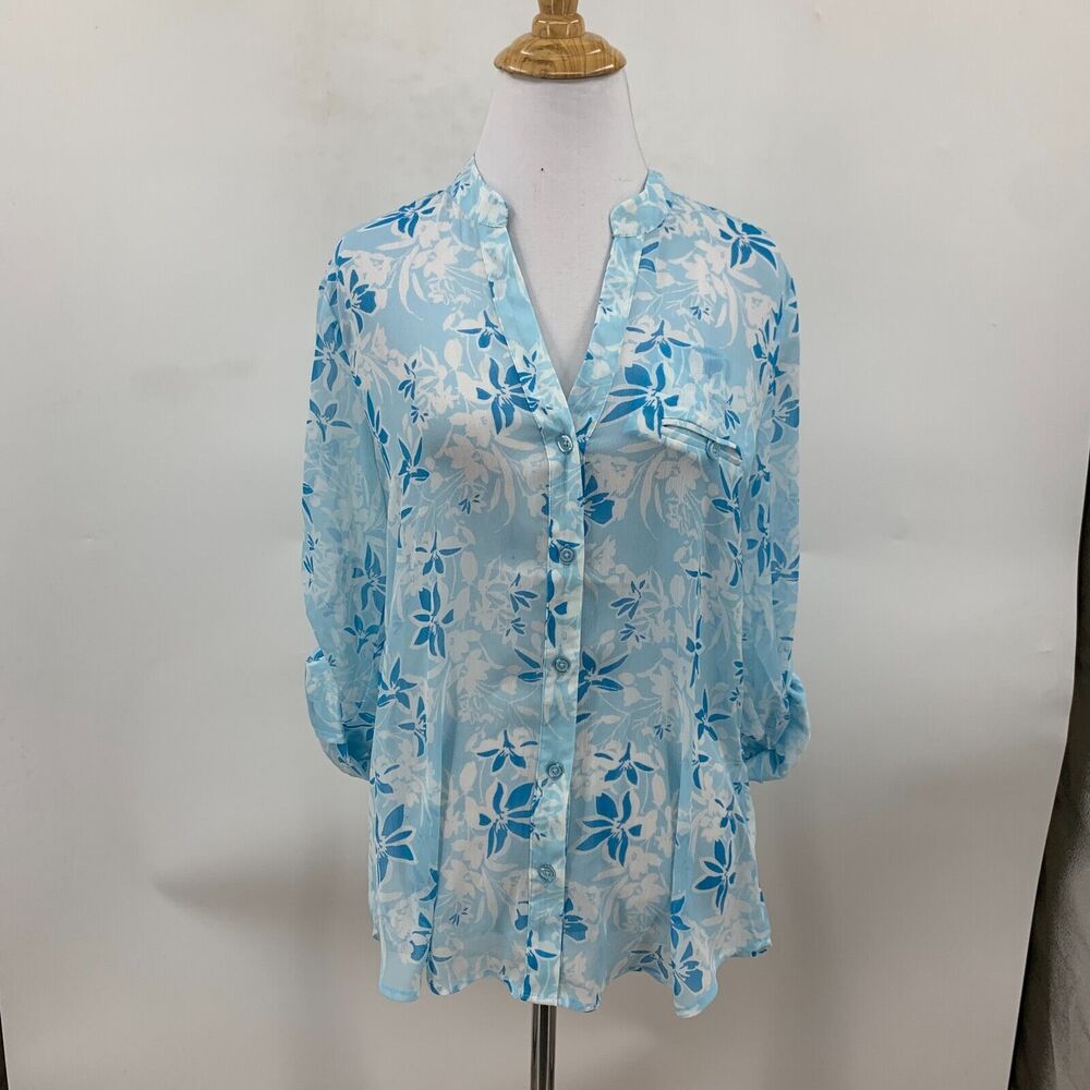 Kut from the Kloth Blouse Womens XS Extra Small Floral Button Front Shirttail - Picture 2 of 10